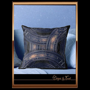 milky way - midnight blue abstract starry intergalactic design - modern futuristic geometric forms combined with vintage art deco elegance.A stylish throw pillow to decorate your home interior. You can combine all cosmic designs of the Out of the Blue series by mix and match the cushion covers.Also available on many other accessories, gifts and apparel. All designed by Xarah.